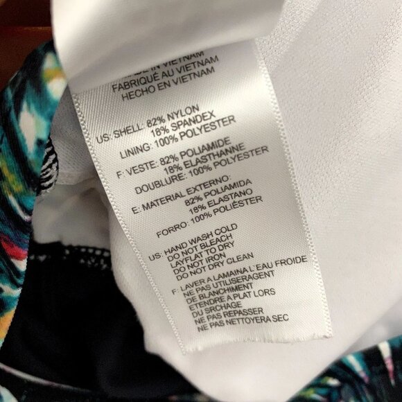 Adidas Womens Small Monstera Tropical Tankini Swim Top - Picture 7 of 9